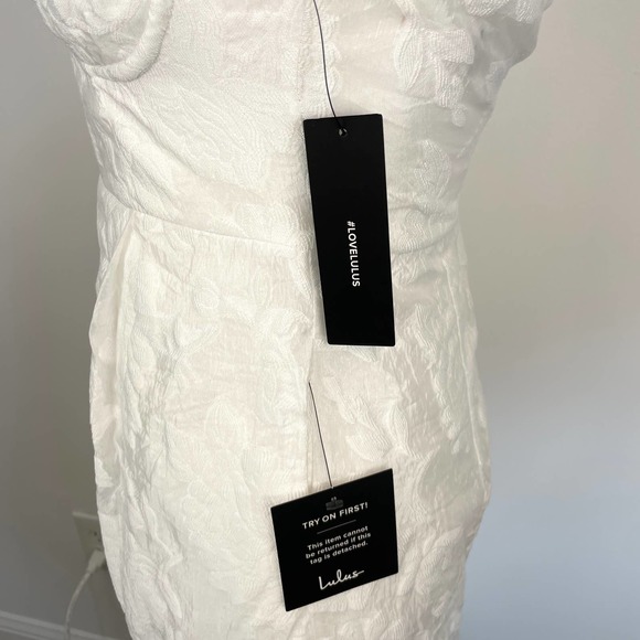 Lulu's From This Day Floral Jacquard Strapless Midi Dress In White Small New - Picture 10 of 16